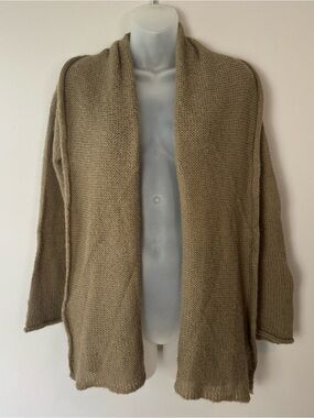 Wooden Ships Mohair Wool Blend Open Front Knit Cardigan in Light Brown Size M/L